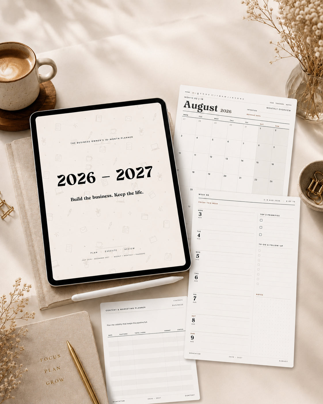 The Digital Momentum Planner: 18-Month Dated Weekly & Monthly Planner for Business Owners (2026–2027)